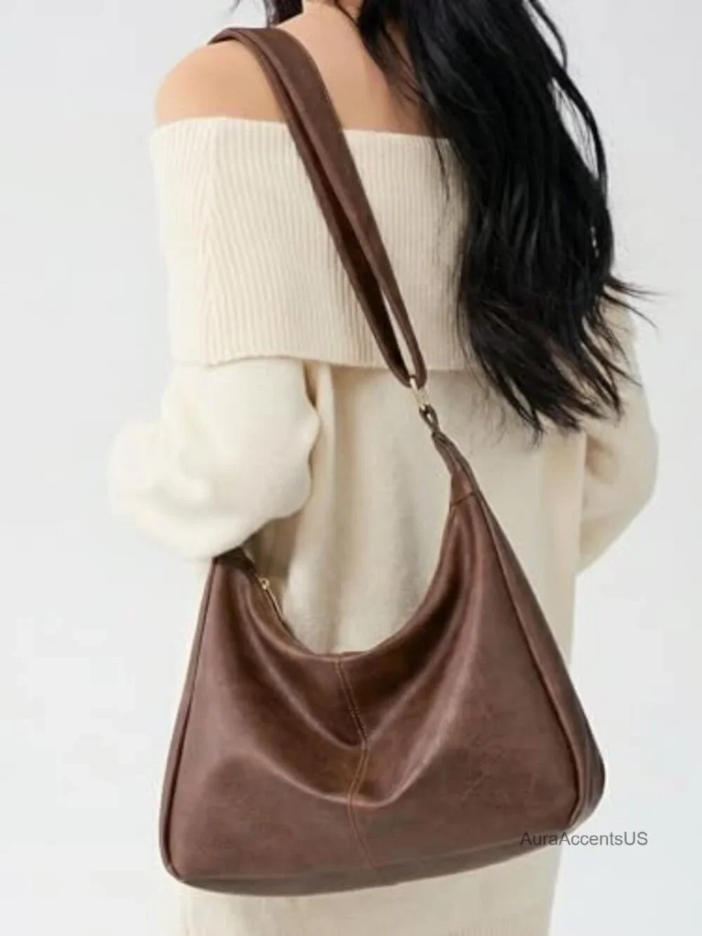 Women's Slouchy Hobo Bag Soft Vegan Leather Adjustable Crossbody Shoulder Purse